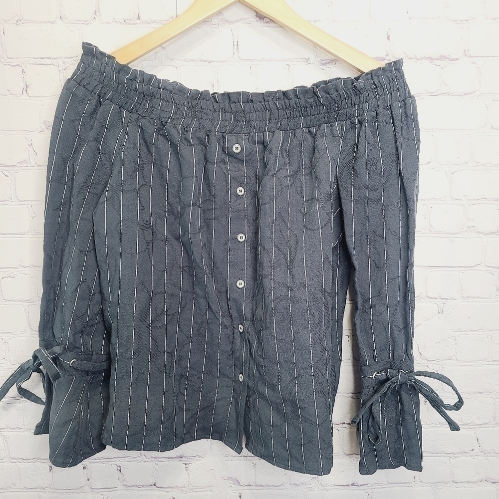 Lucky Brand Charcoal Off-Shoulder Blouse